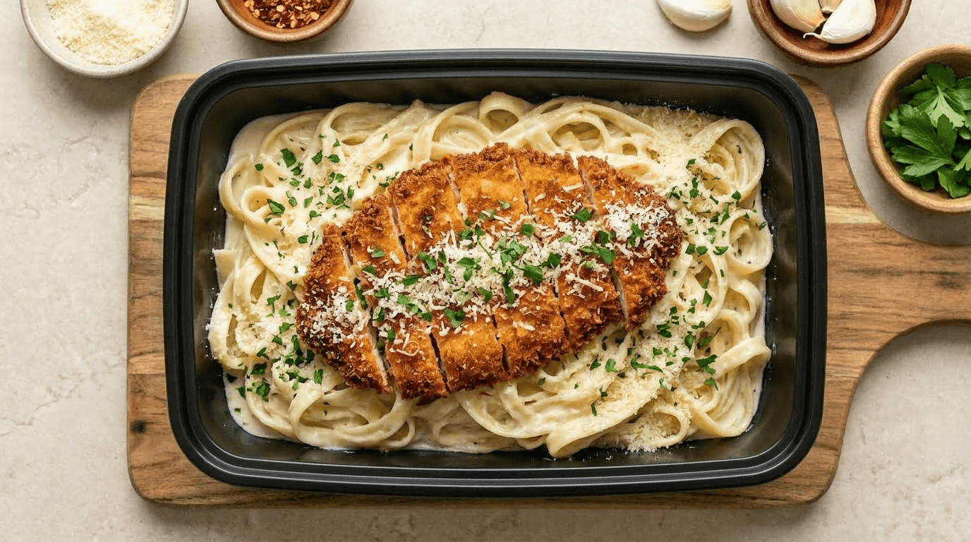 Crispy Parmesan Chicken Alfredo